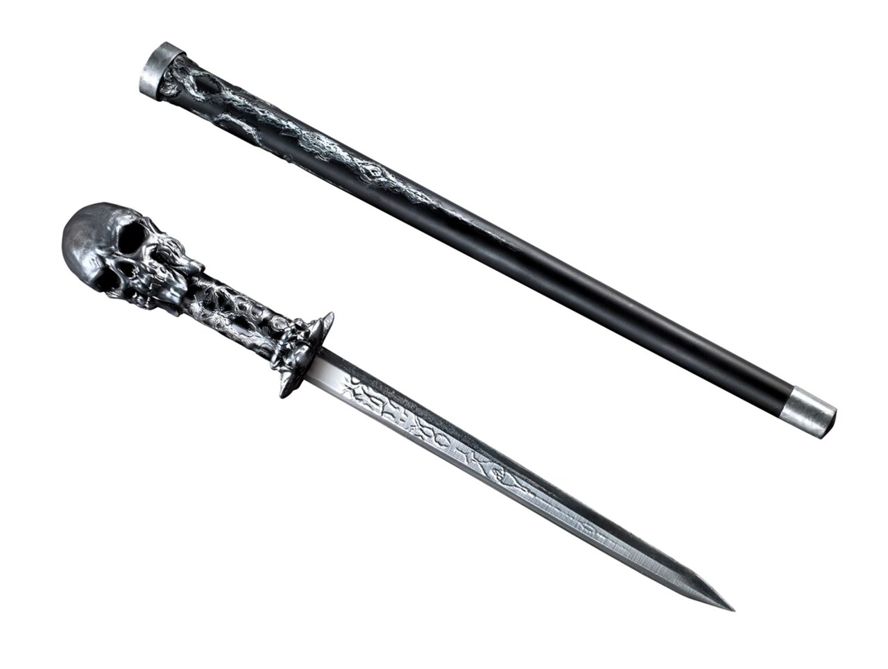 The Costume Center 24" Silver and Black Skull Cane Sword Halloween Prop